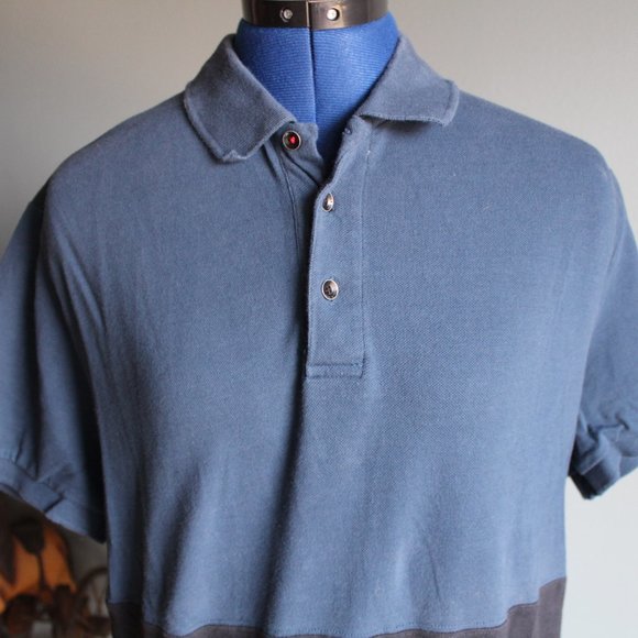 Blue/Black Short Sleeve Polo Shirt ~L~ - Picture 3 of 8